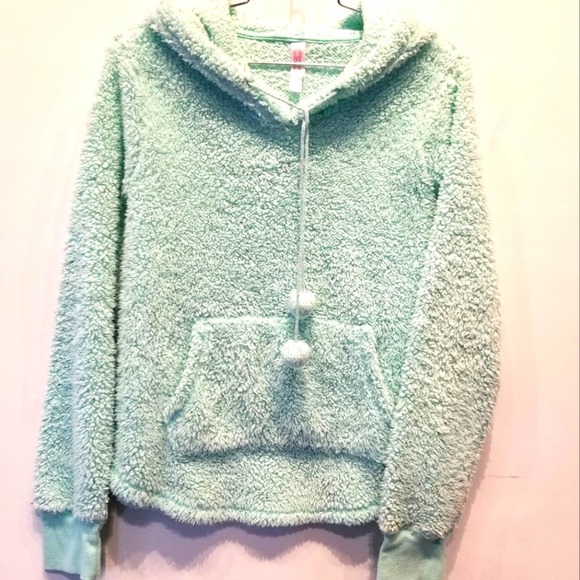 Xhilaration Fuzzy Sweatshirt Mint Green Cozy Warm Cuddly juniors Size S - Picture 1 of 11